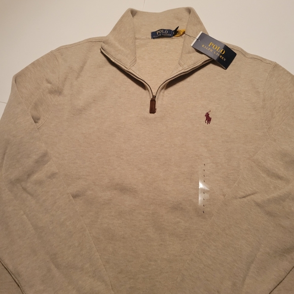 Polo Ralph Lauren Luxury Jersey Quarter-Zip Tan - Picture 8 of 16